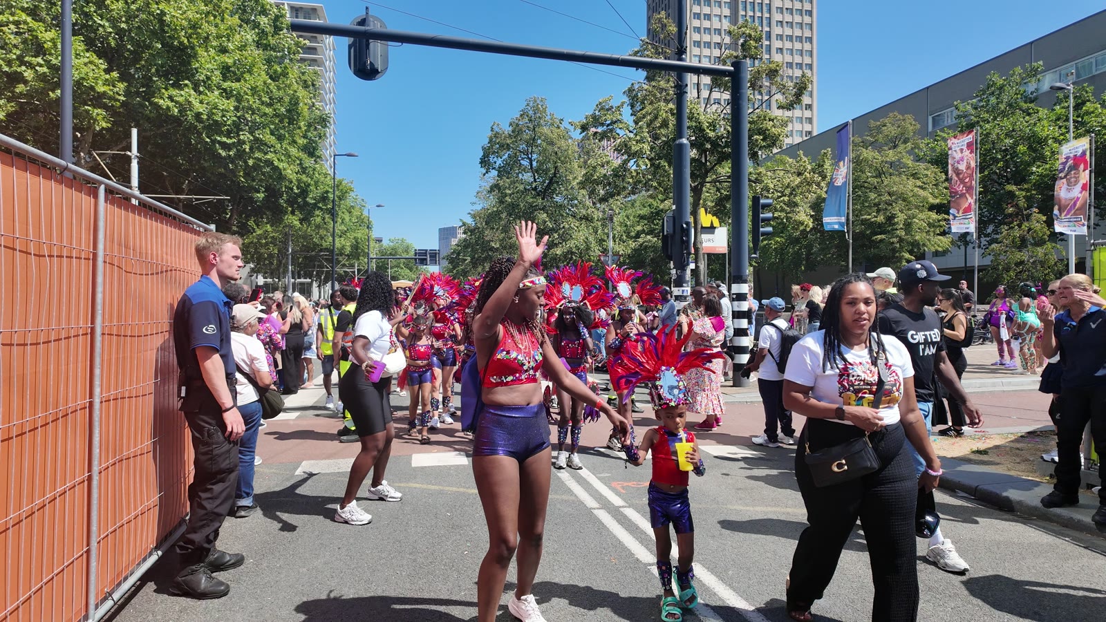 Front row on the parade. Rotterdam carnival parade.